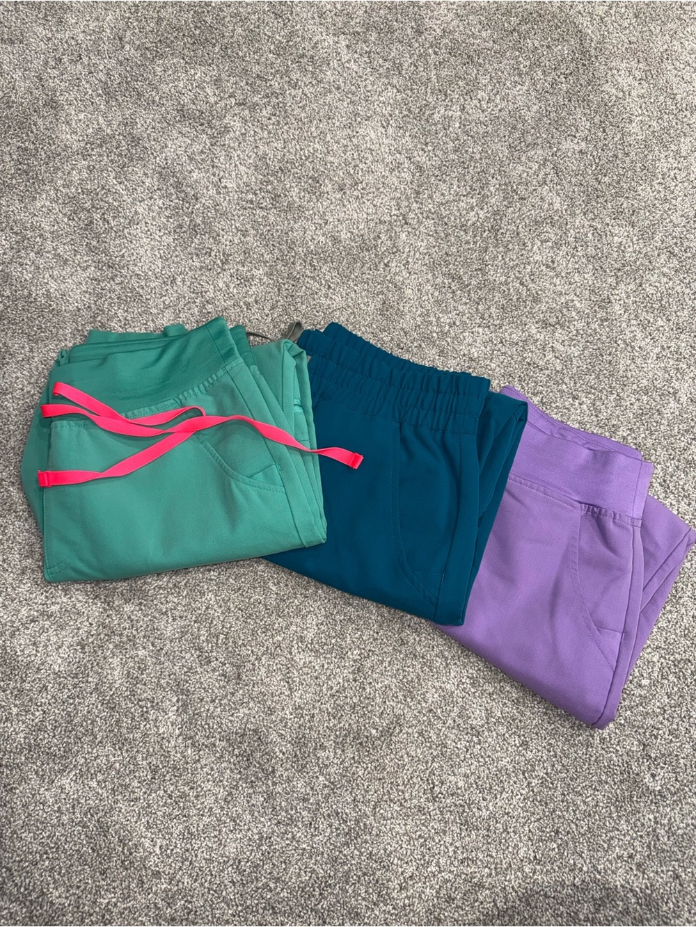 Figs Women's Jogger Scrub Pants Trio - Teal Green, Teal-Blue, Lavender